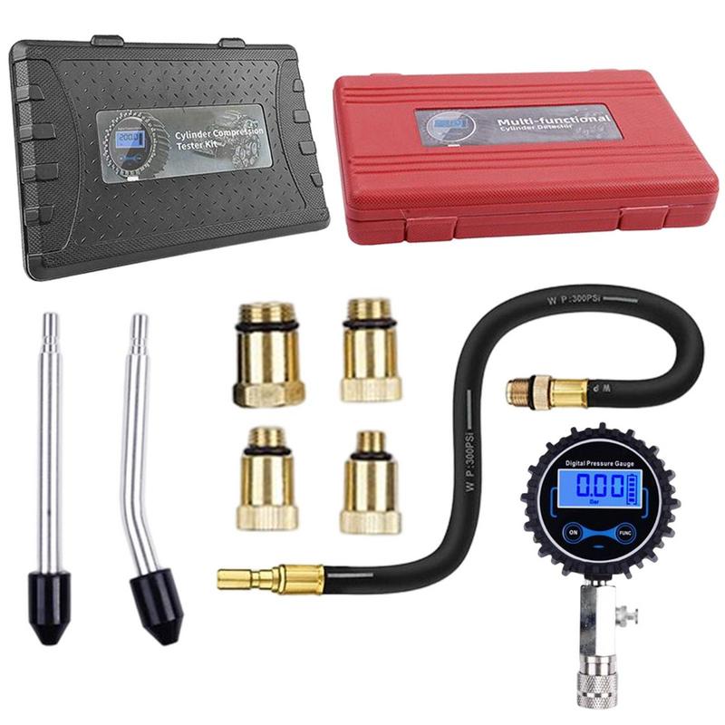 Car Compression Tester 0-200 PSI Digital Cylinder Compression Gauge Car Engine Cylinder Compression Test Tool With Adapters