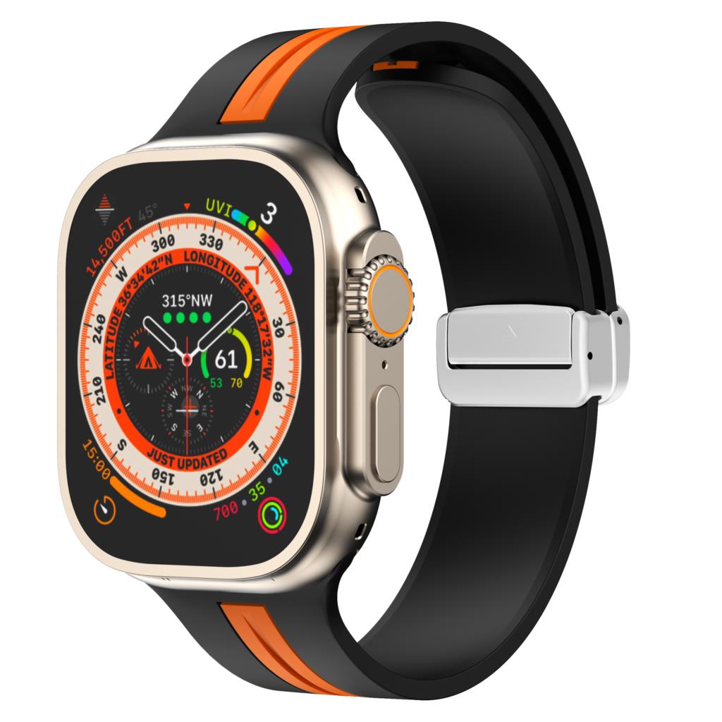 Магнитная застежка Ремешок Для Apple Watch Ultra 2 ремешок 49мм 44мм 40мм 45мм 41мм 38мм Силиконовый Браслет iWatch серия 7 3 6 5 se 8 9