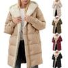 Winter Women Coat Thick Fleece Lining Windproof Zipper Closure Hooded Elastic Cuff Pockets Long Sleeves Heat Retention Cardigan Down Jacket