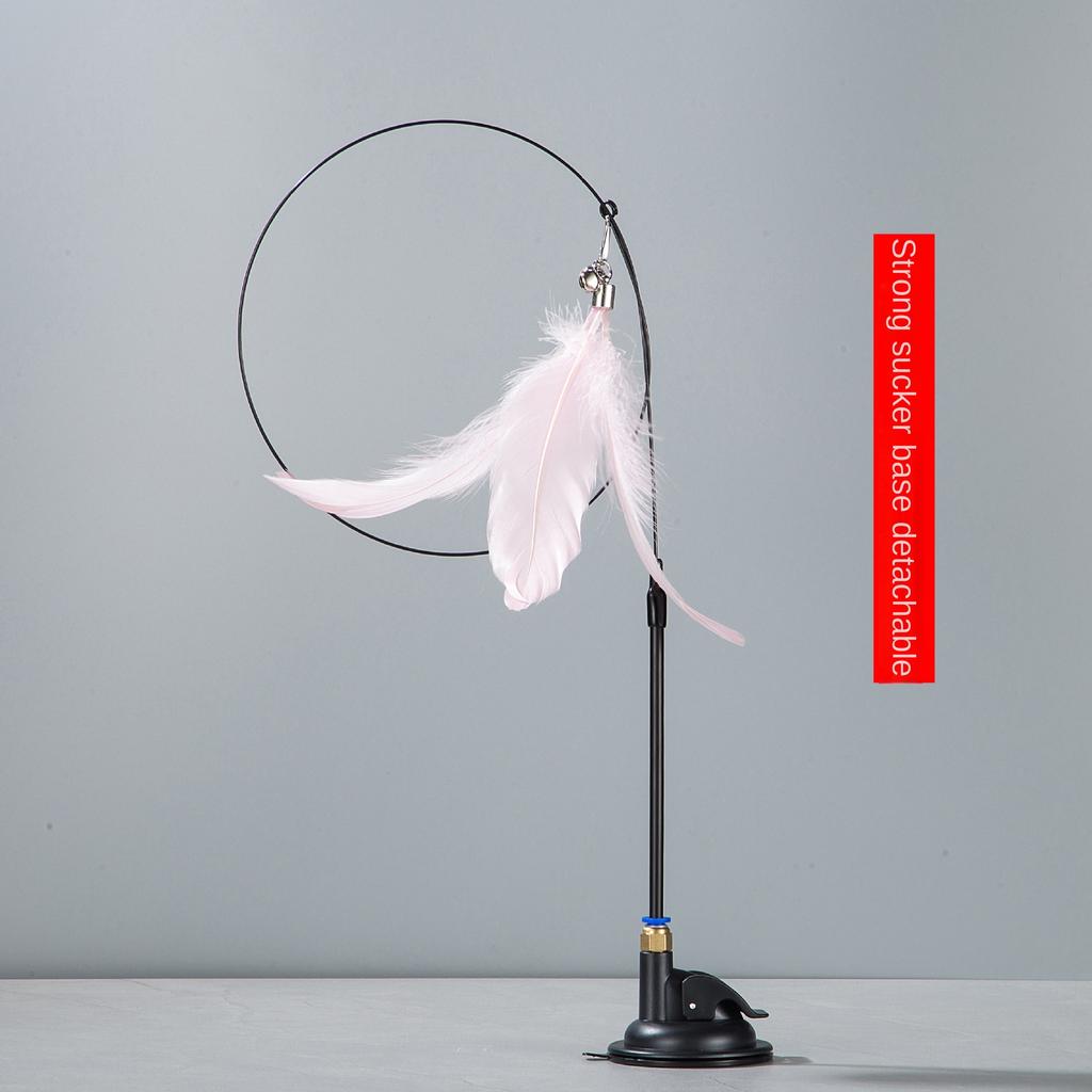 Cats Toys Feathers Wand Interactive Toy Kitten Toys with Super Suction Cup Detachable Feather Replacements Cat Stick Accesorios