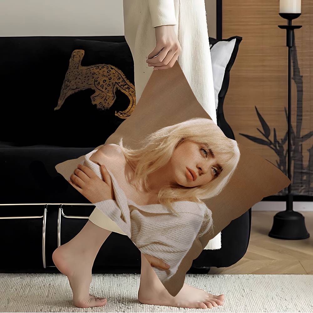 Hot Singer B-Billies E-Eilishs Personalized Pillow Cover Kids Bedroom Wild Party Decor Pillowcase Kid Birthday Shower Gift