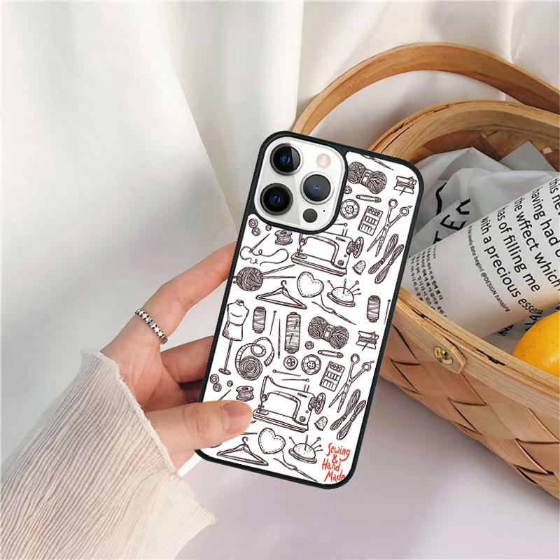 Швейная машина портной элементы узор Чехол для телефона Для iPhone 17 Air 16 15 14 11 12 13 Pro MAX Plus coque Чехол