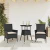 VidaXL Garden Dining Set and Cushions 3 Pcs Black Rattan Glass, Outdoor Dining Set, Furniture of 3278615