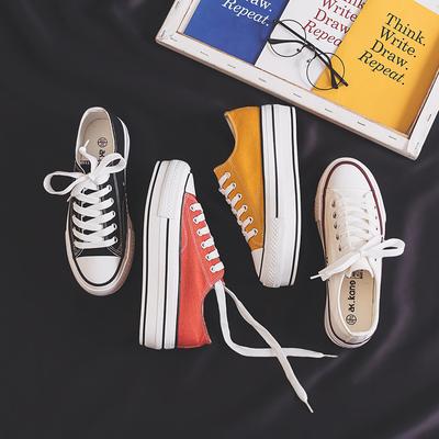 Кеды на платформе для увеличения роста, женские, новая корейская версия, базовая парусиновая обувь на толстой подошве, весенние маленькие белые женские кеды, тренд 89