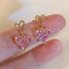 Милые розовые серьги Love для женщин, золотого цвета, темпераментные женские серьги, аксессуары для повседневной носки, вечеринки, модные универсальные украшения