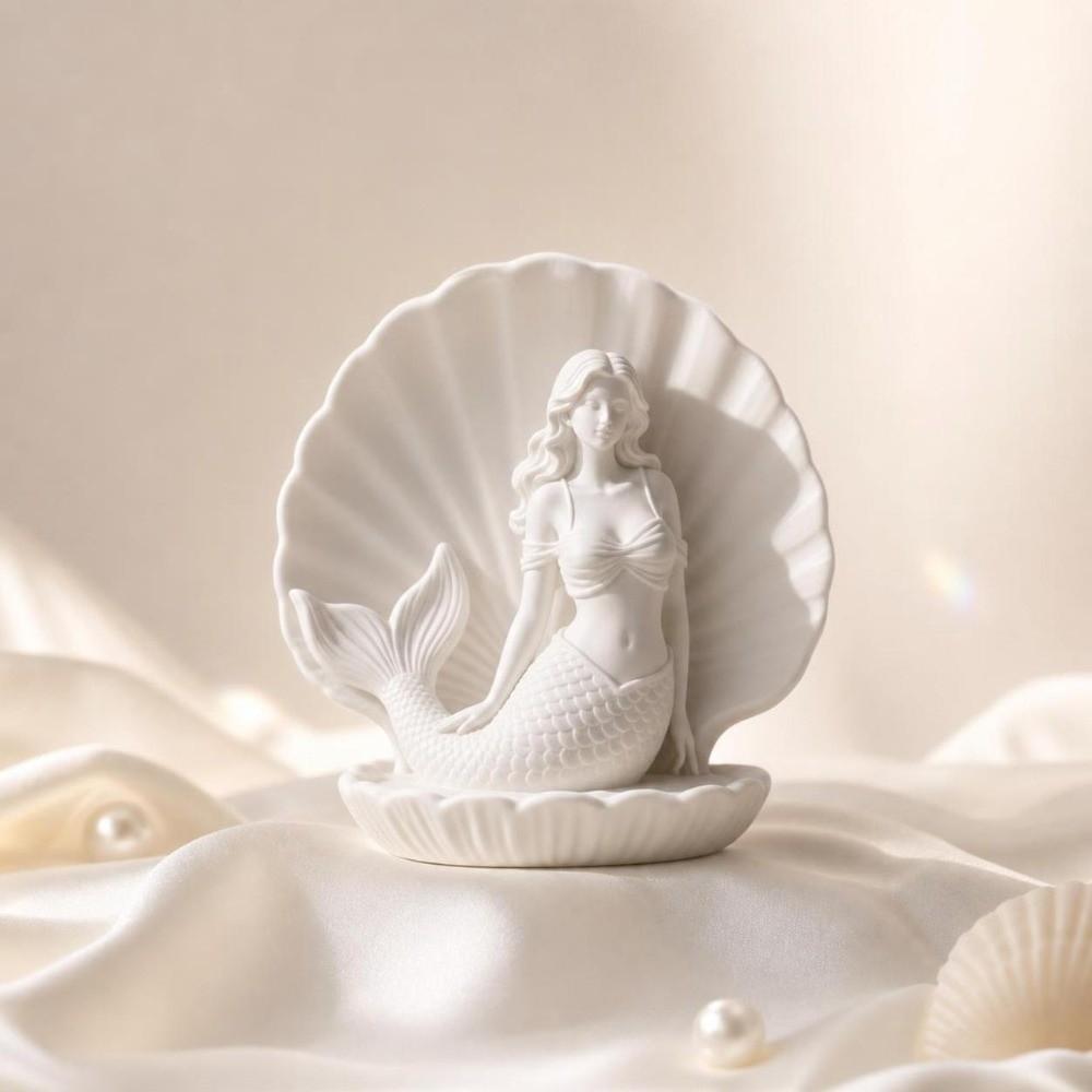 Light Luxury Mermaid In Shell Statue 3D Printed Desktop Decoration Mermaid Figurine Gift