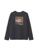Long Sleeve ES Flower Box Logo Size L Women's Tee, Black,