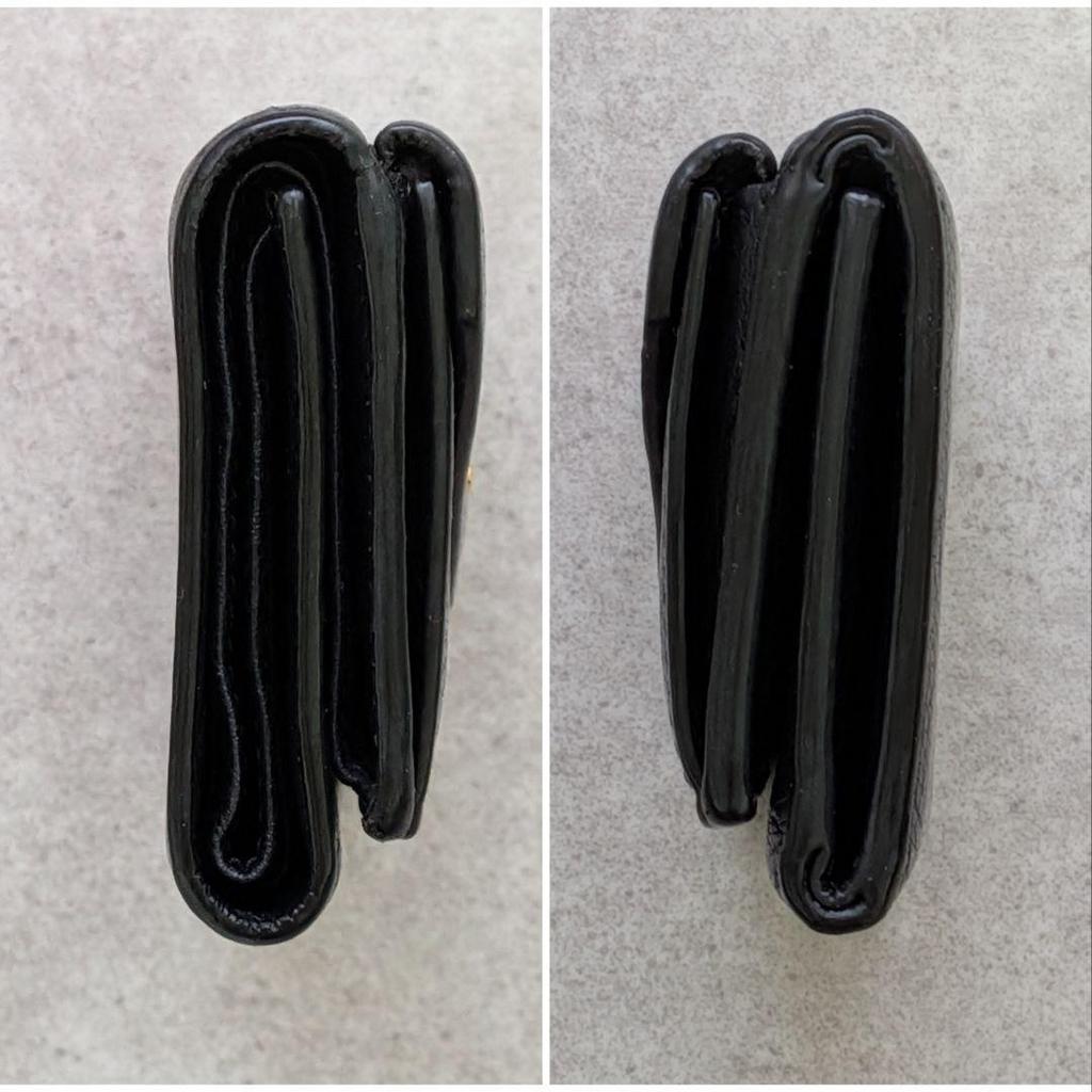 Used Beautiful condition Prada trifold wallet, letter shape, metal logo, Vitello Daino, compact