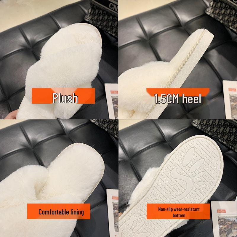 VAT-Compliant Fluffy Rabbit Fur Open-Toe Slippers for Cross-Border E-Commerce