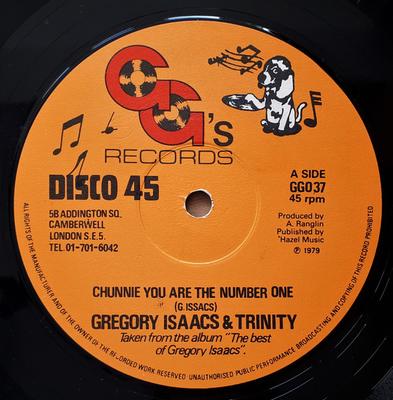 12-дюймовая пластинка GREGORY ISAACS & TRINITY - Chunnie You Are The Number One GG037 GG's 1979 UK Регги, Ска и Даб Б/У