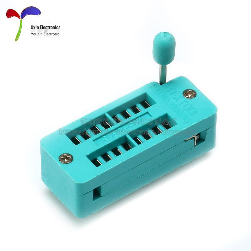 High-Temp Resistant Microcontroller Socket with Green Locking Seat: 14/16/20/24/28/40 Pin