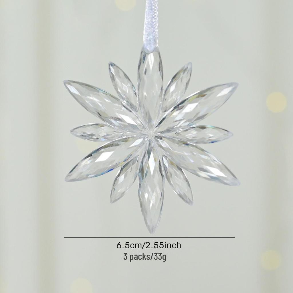 Transparent Christmas Tree Ornaments: Icicles, Snowflakes, and Deer Pendants