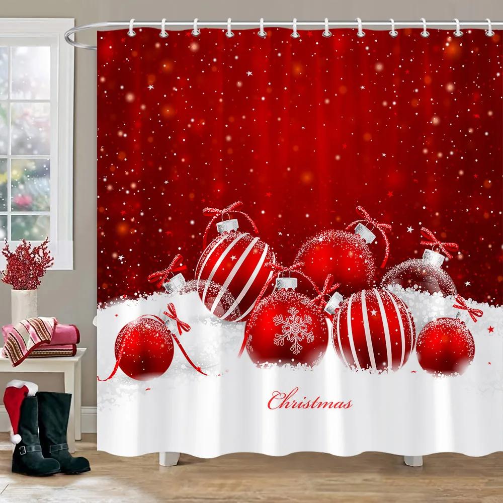 Рождественский подарок Тема Душевые занавески Снеговик Рождественская елка Талисман Шар С Новым годом Моющиеся Главная Ванная Занавеска Декор для ванной комнаты