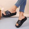 2024 Hot Sale Shoes for Women Summer Outdoor Women's Slippers Solid Concise Open Toe Mid Heel Water Proof Casual Slippers Women