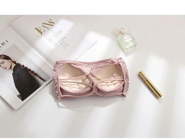 Женский бюстгальтер-бандо без бретелей с перекрещивающейся спинкой - Защита от открывания, дышащий и тонкий, с цельной чашкой