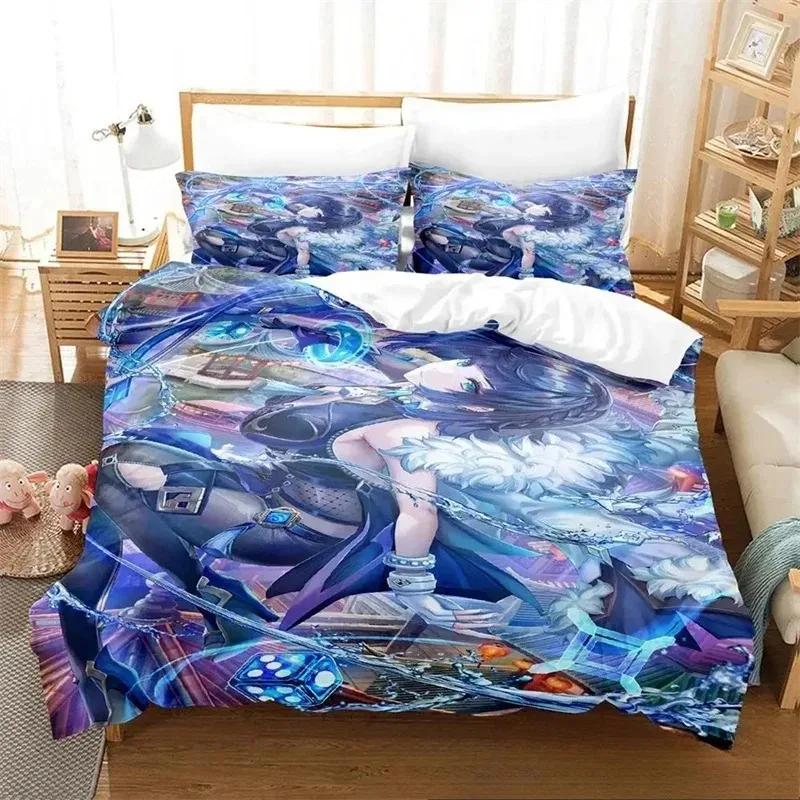 Anime Game Yelan Genshin Impact Bedding Sets Exquisite Bed Supplies Set Duvet Cover Bed Comforter Set Luxury Birthday Gift