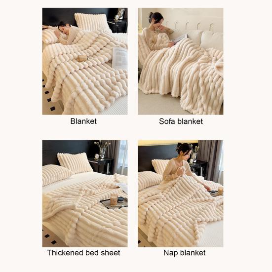 Плед из искусственного кроличьего меха, Пузырчатое одеяло, Теплое одеяло, Пушистое одеяло, Плюшевое уютное толстое пушистое одеяло