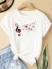(Азиатский размер) Футболка в милом цветочном стиле Модная женская футболка Топ Одежда Повседневная с принтом Женская Графическая с коротким рукавом
