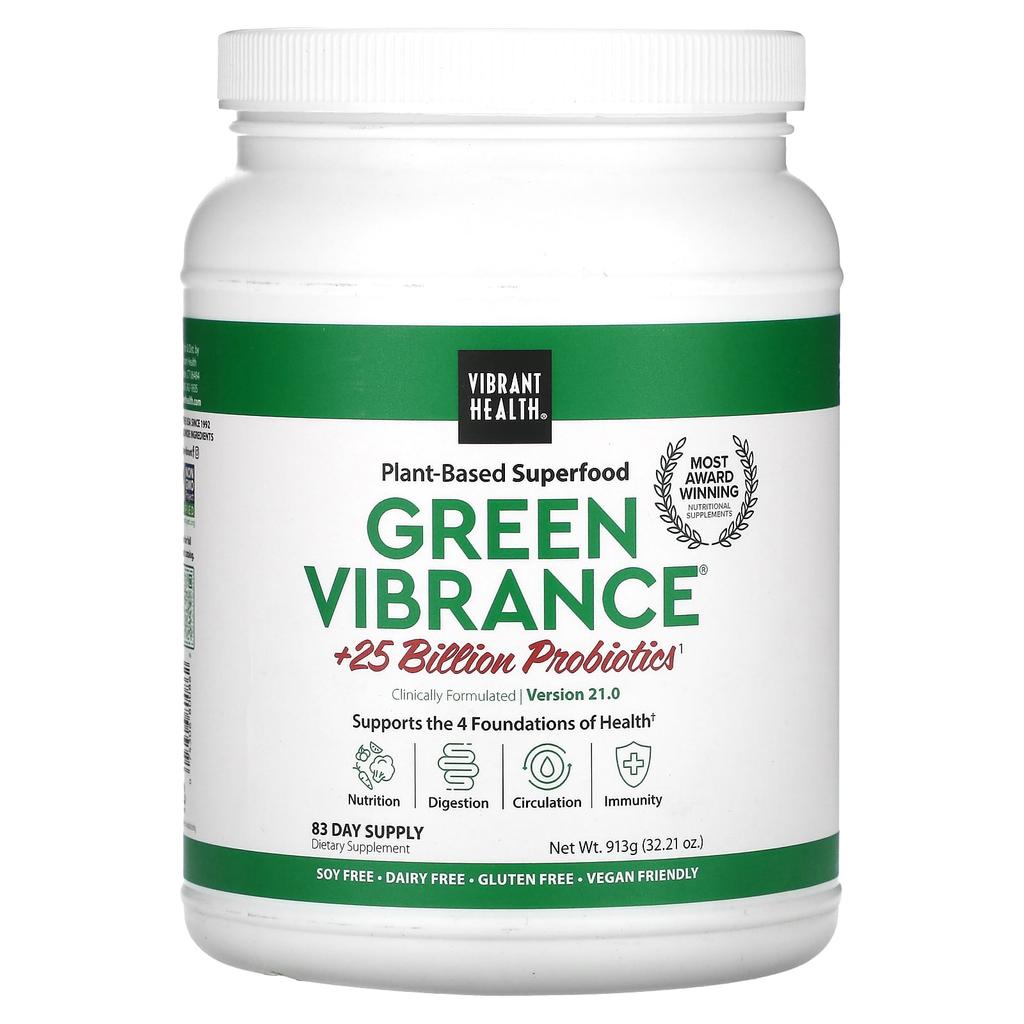 Vibrant Health Green Vibrance +25 Billion Probiotics, Version 21.0, 32.21 Oz (913 G)