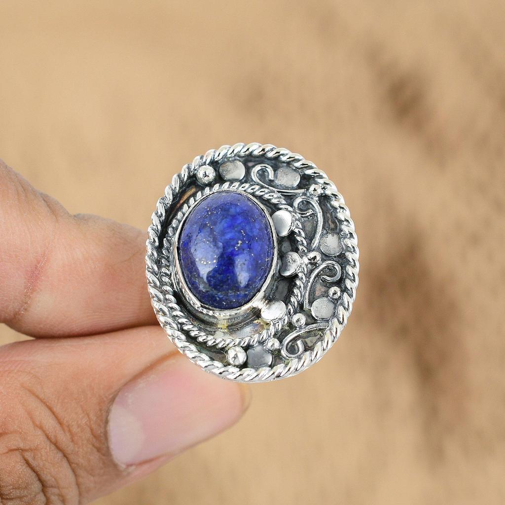 Натуральный лазурит ручной работы кольцо с несколькими камнями ювелирное изделие серебро 925 пробы