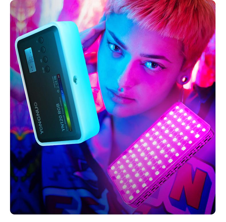 Портативный светодиодный свет Yongnuo YN120 RGB - Регулируемая цветовая температура для прямых трансляций и влогов