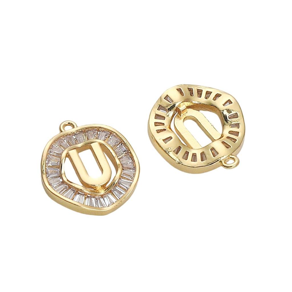 Copper Zirconium Inlaid 26 Letter Pendant For DIY Jewelry Making Craft Accessories