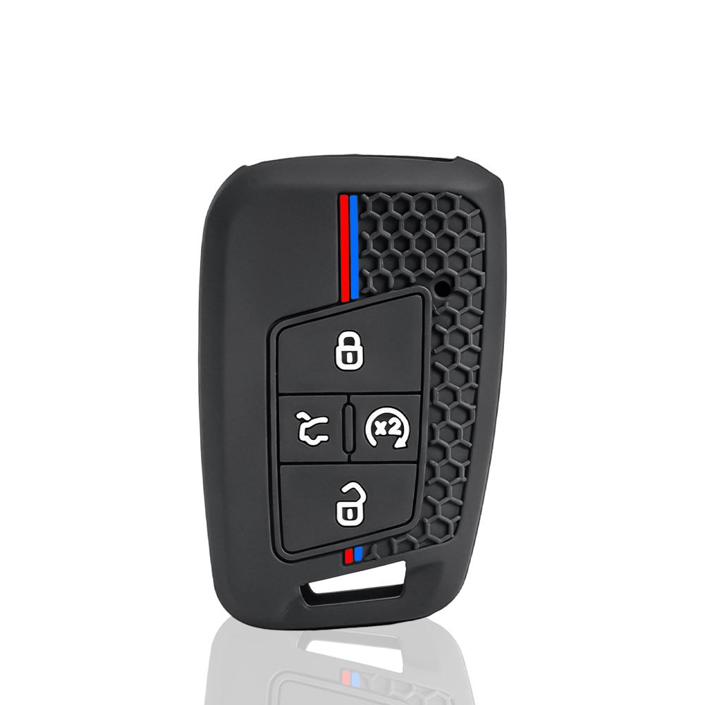 Силиконовый чехол для брелока с 4 кнопками, подходит для Volkswagen VW Atlas Tiguan Golf Alltrack SportWagen R Polo E-Golf, складной брелок-ключ