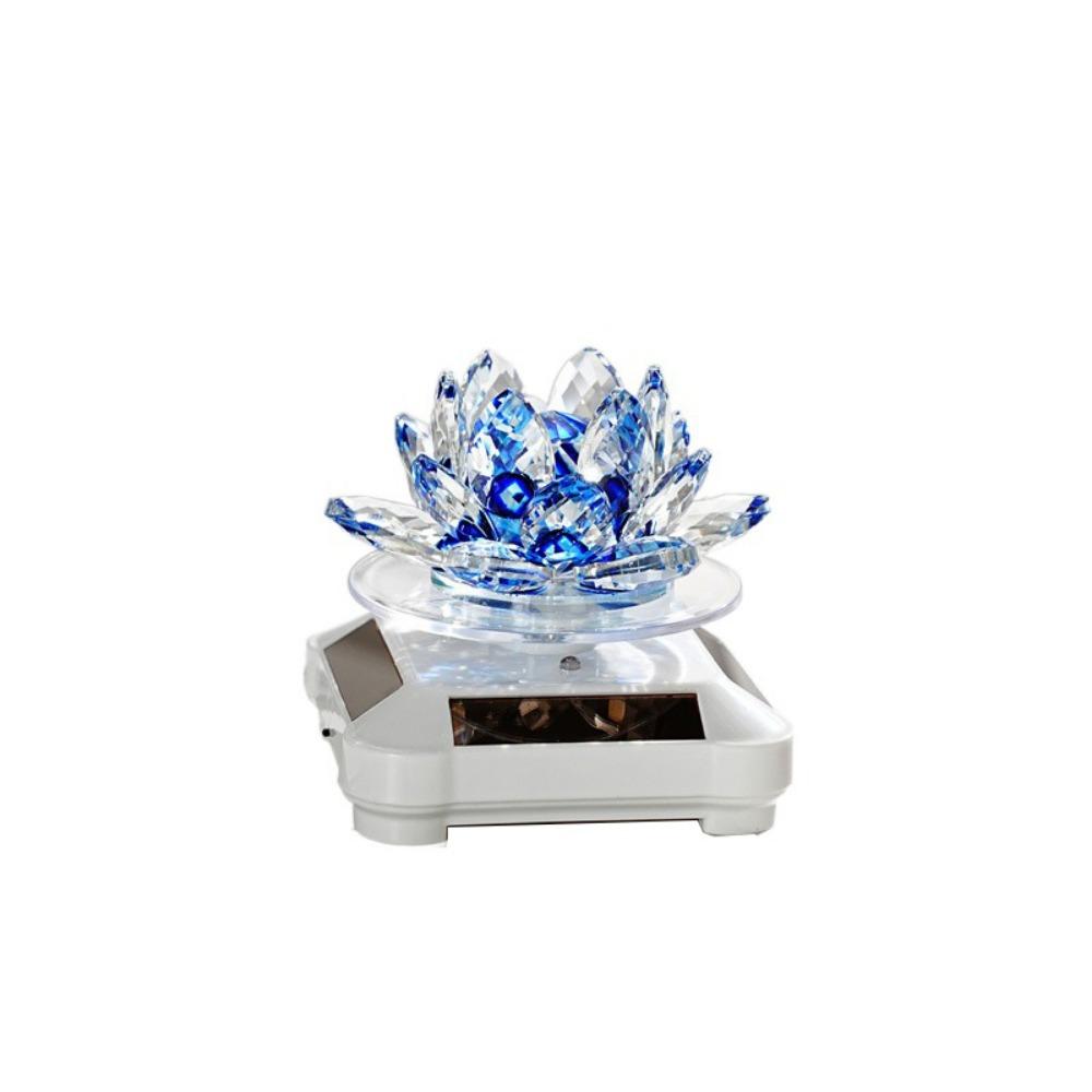 Solar Powered Rotating Crystal Lotus Figurine Car Air Fragrance Diffuser Balconies
