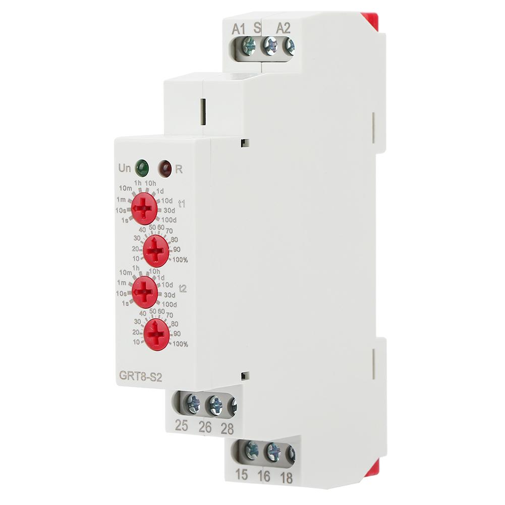 GRT8 Асимметричный Цикловый Таймер ВКЛ/ВЫКЛ по Цельсию, Реле Времени с Управлением Задержкой AC 220V, Сверхширокий Диапазон, Режимы Короткого Замыкания S A1, Компактный Размер