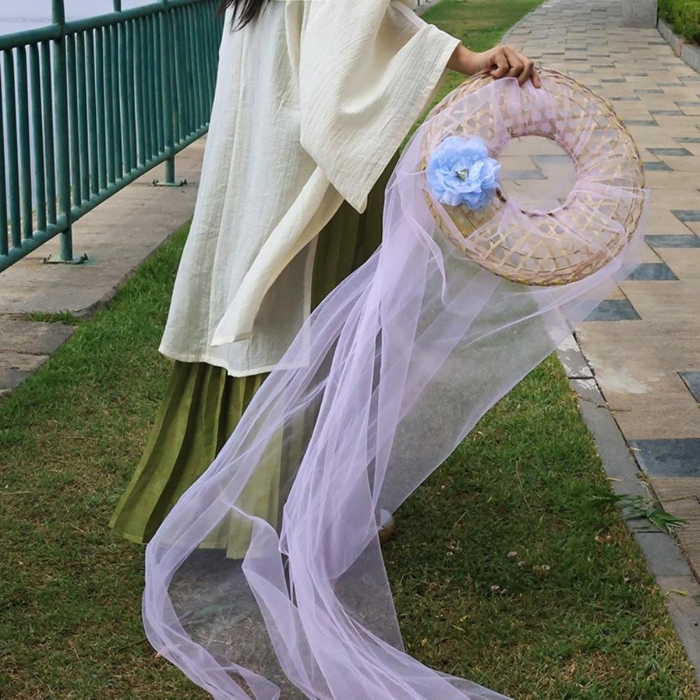 Mesh Tassel Bamboo Veil Hat Retro Style Cosplay Headdress New Hanfu Accessories Photography Prop