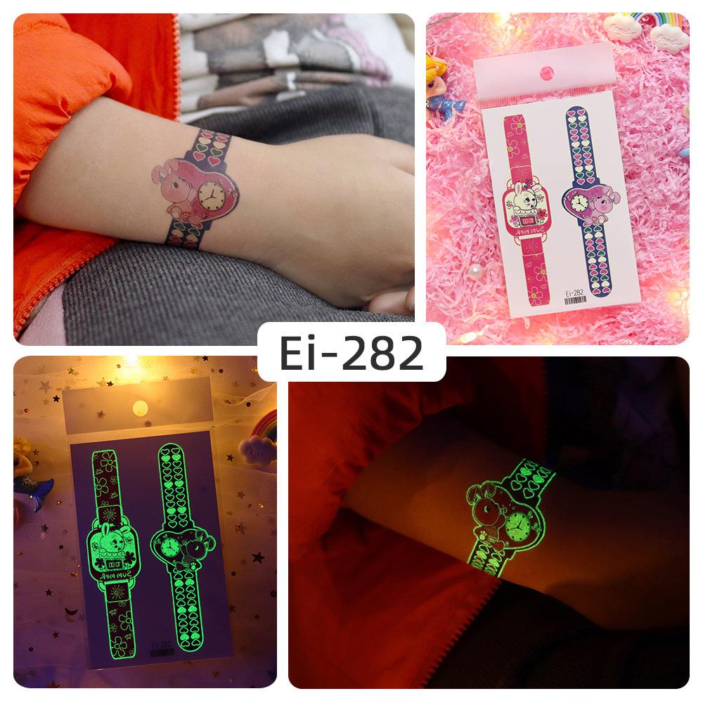 Rikalong Waterproof Luminous Cartoon Tattoo Stickers for Kids - Glow-in-the-Dark Watch Design