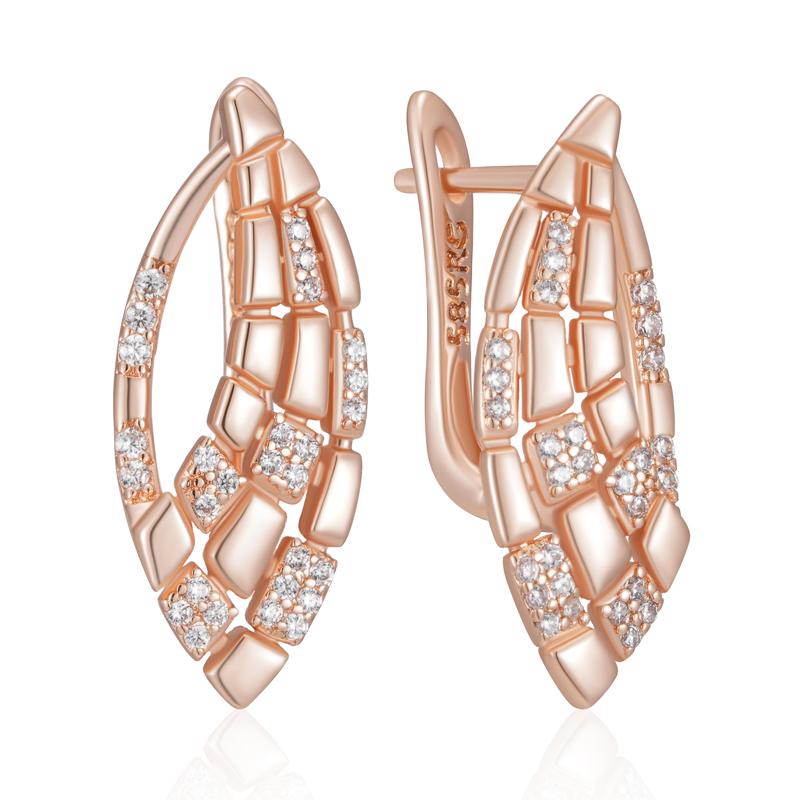 Этнические серьги-капли цвета розового золота для женщин, полый узор, аксессуары из натурального циркона, повседневные изящные украшения
