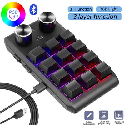 Программирование макросов на заказ, 2 ручки, Bluetooth-клавиатура, RGB, 12 клавиш, копипаста, мини-кнопка, игровая клавиатура, механическая макропад с горячей заменой