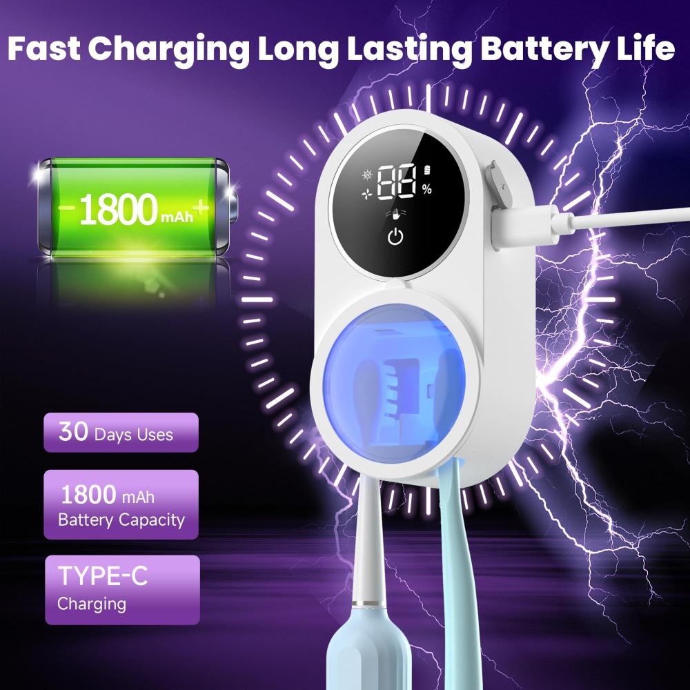 Перезаряжаемый стерилизатор для зубных щеток Светодиодный экран Очиститель зубных щеток Для ванной комнаты Домашнее использование