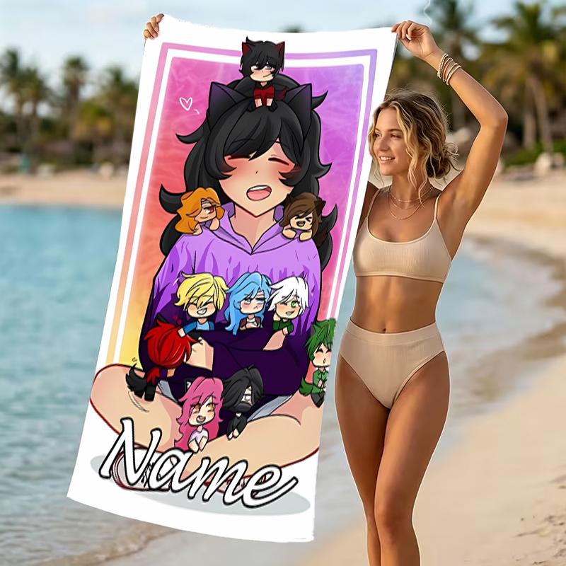 Customizable personalized beach towels Aphmau themed designs.Suitable for the beach, yoga, sports;ideal as beach accessories