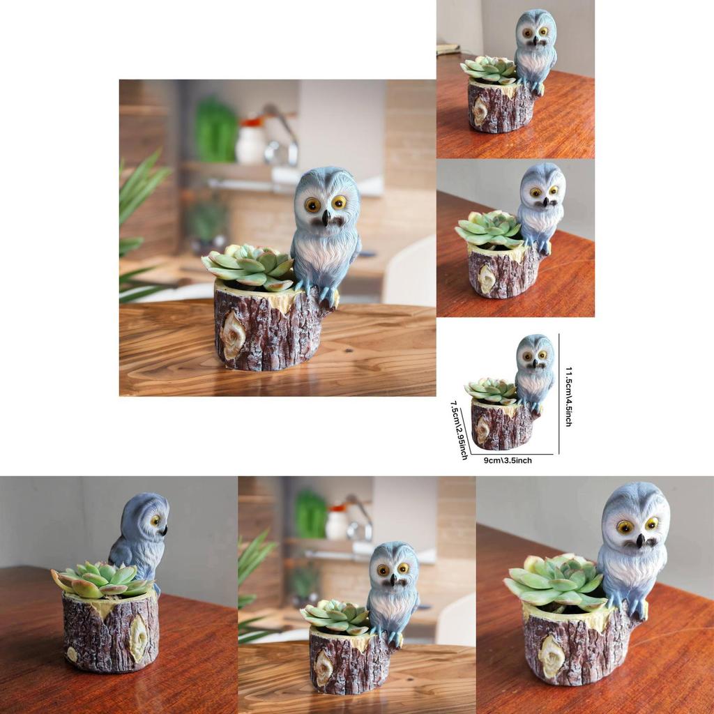 Stylish Owl Planter Elegant Resin Flower Pot For Contemporary Home Dcor