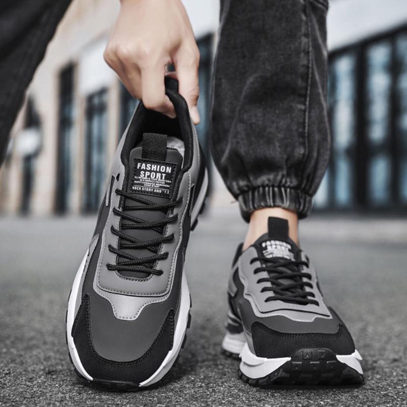 Men Shoes Non-slip Shoes Men's Fashion Black Shoes Breathable Casual Shoes Running Sneakers Men Lightweight Platform Increase Shoes