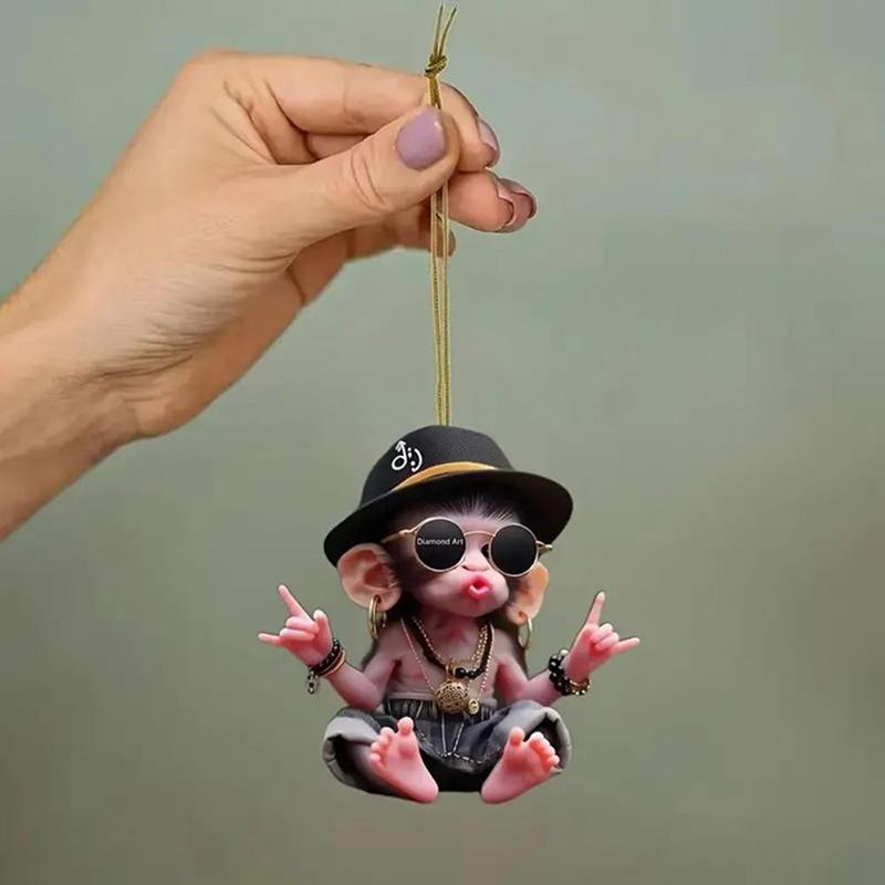 Arrive Acrylic Monkey Pendant Personalized Decor Pendant Christmas Monkey Pendant Car Cartoon Xmas Tree Acrylic Ornament