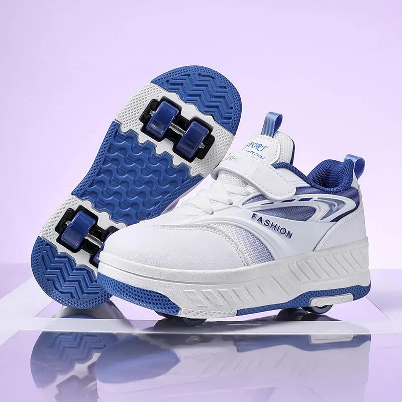 2025 Arrival Kids 4 Wheels Roller Skates Shoes Boys Girls Designer Teenager Walking Shoe Breathable Big Boy Sport Shoes Sneaker