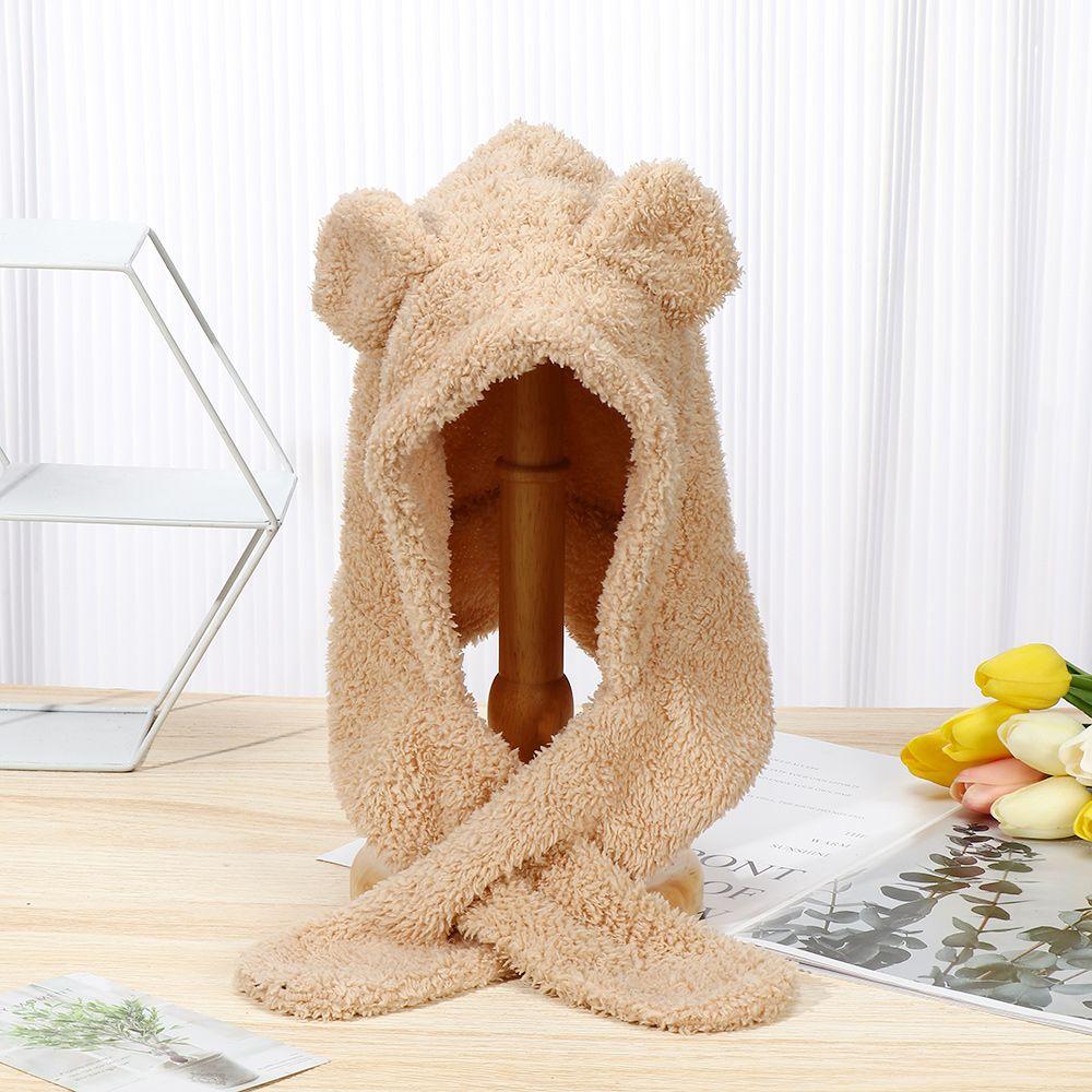 Warm Plush Cute Beanies Caps Earflap Earmuff Bear Ear Hat Winter Hats