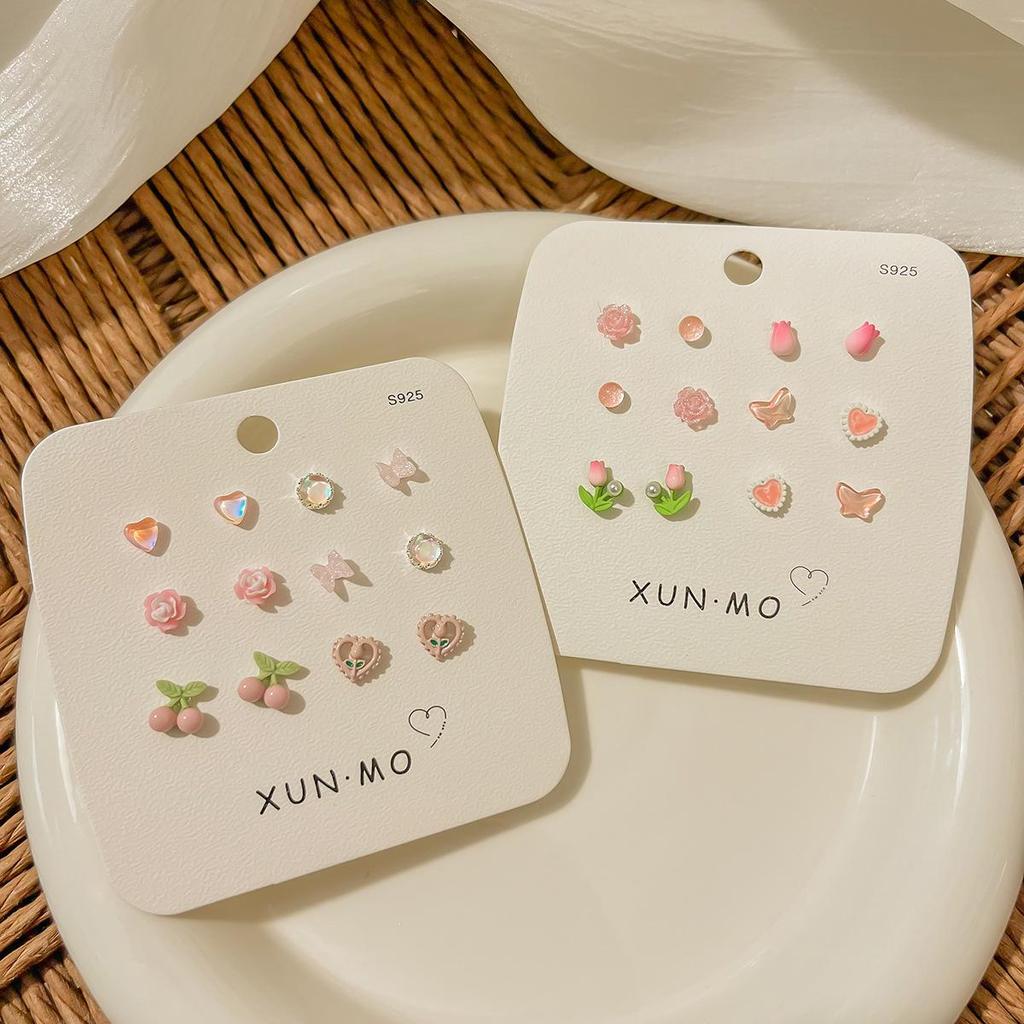 Летний комплект из серебряных сережек-игл: Милые, свежие, универсальные ушные косточки и гвоздики