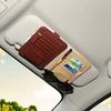 Multifunctional Leather Car Sun Visor Organizer with Glasses Clip and Card Holder
