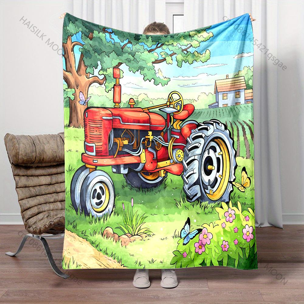 1PC Farm Tractor Scenery Blanket Warm Soft Fluffy Kids Adult Luxury Gifts for Sofa Bed Home Outdoor Travel Camping Blanket