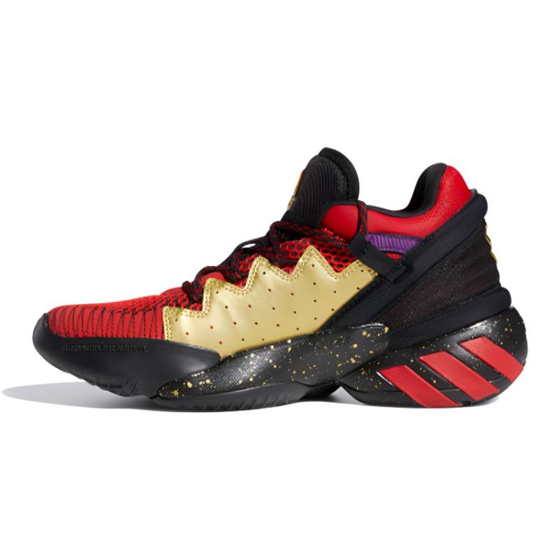 adidas ДОН. Номер 2 J Mitchell Дышащие Низкие Детские Баскетбольные Кроссовки Черно-Красные с Золотым FZ1426