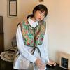 Vintage Fake Collar Capelet Floral Printed Lace Up Waistcoat  Clothing Accessories