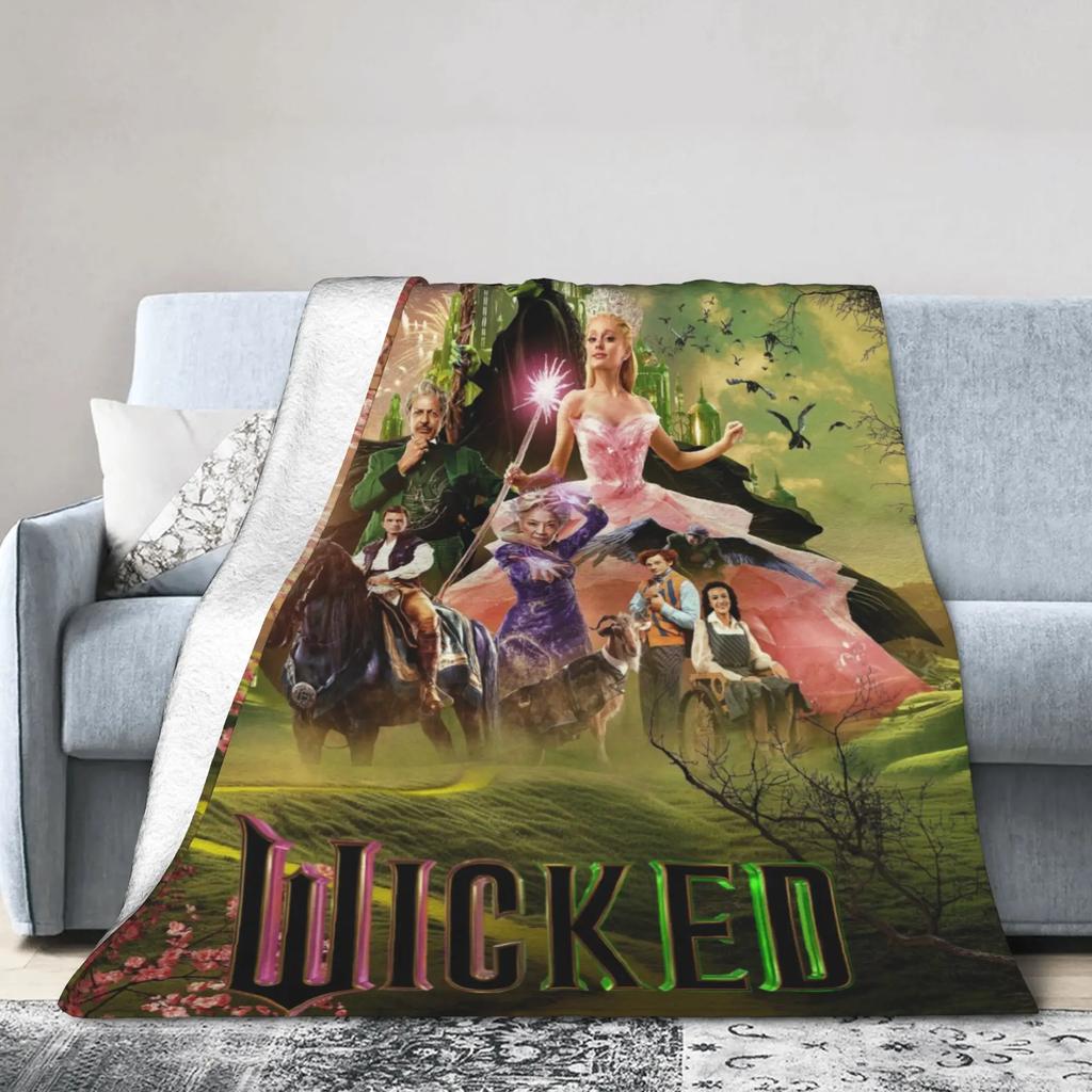 Elphaba Glinda Wicked Movie Warm Plush Throw Blanket for Kids and Adults Flannel Couch Bedspread Sofa Cover