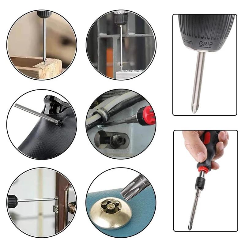 Magnetic Screwdriver Bits Set 100mm Slotted Phillips Torx Square Head Drill Bit 1/4" Hex Shank S2 Steel Screw Driver Hand Tools
