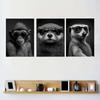 Modern Funny Animals Decorative Painting Portrait of a Sea Otter With Sunglass Posters Prints for Living Room Wall Decor Unframe