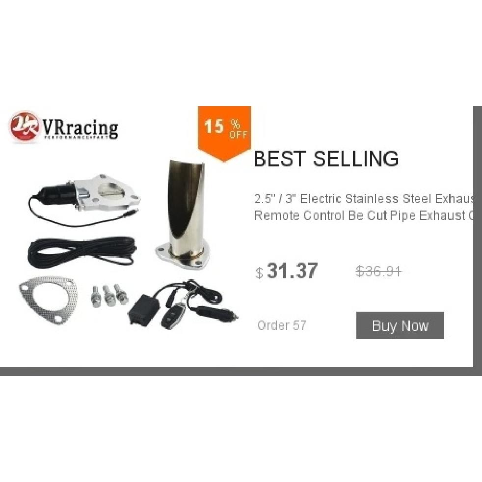 2.5" / 3" Cutout Stainless Steel Exhaust Cut Out Header Be Cut Pipe Electric Valve Exhaust Tip Muffler Kit With Remote Control