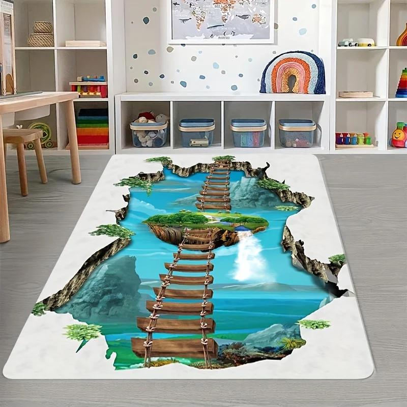 Way To Sky Printed Rug – Decorative Living Room, Absorbent Bathroom Mat, Non-slip Entrance Mat, Comfortable Cushioned Rug